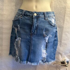 Wax Jean Junior Vintage Mini Skirt medium wash distressed Sz-M. J13